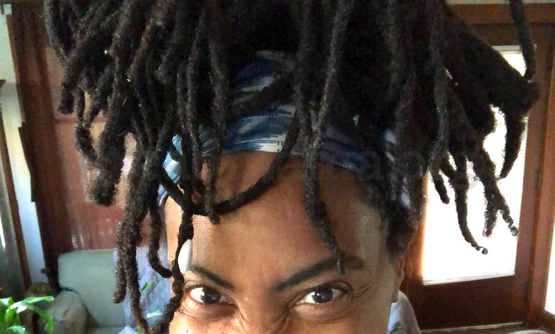 Dread Mama updo with headband 2022